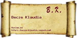 Becze Klaudia névjegykártya